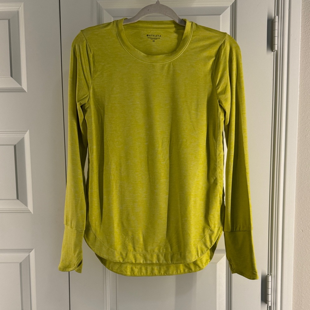 Athleta Chartreuse Yellow Long Sleeve Top size XS